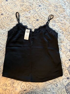 Abercrombie & Fitch NWT Black Lace Trim Satin Cami